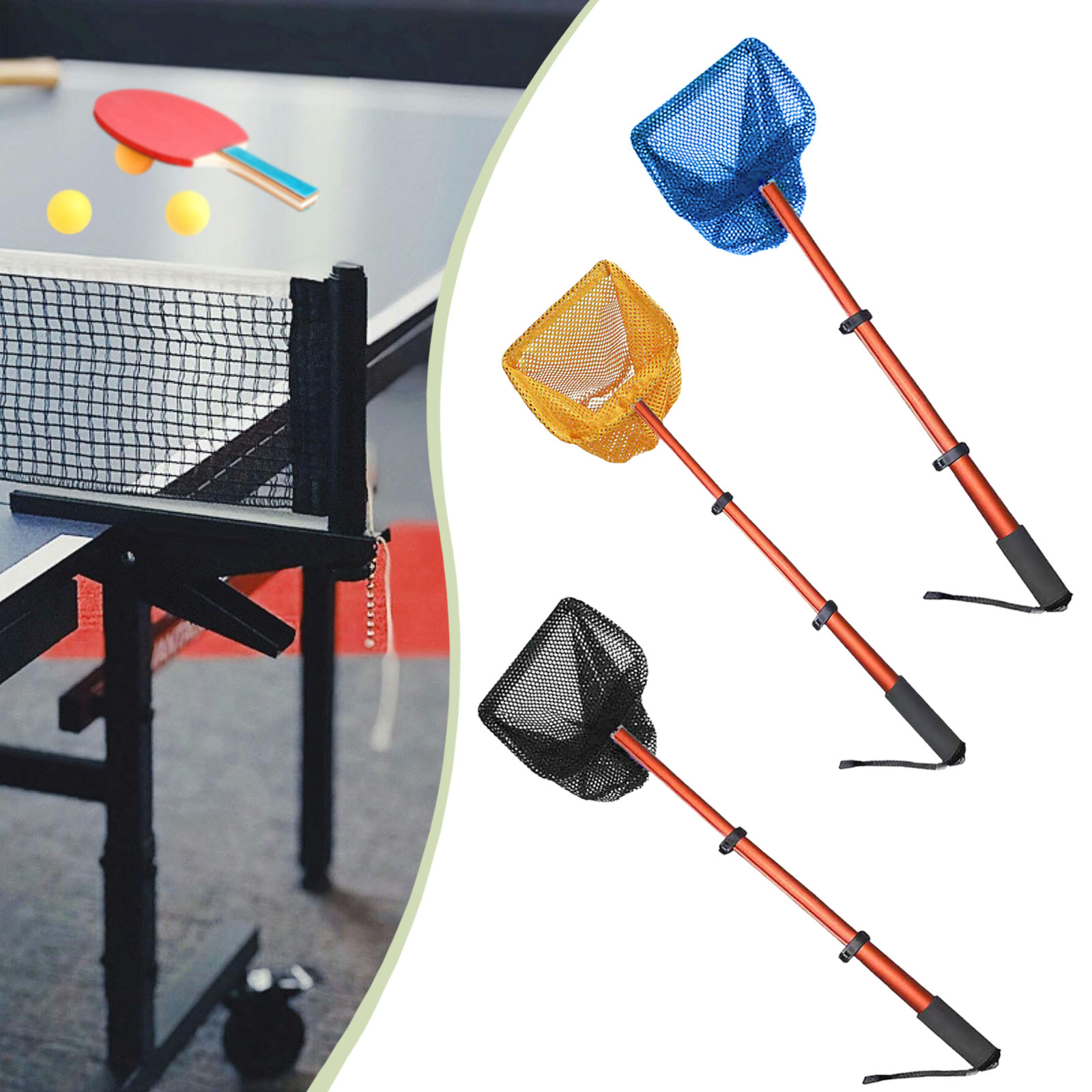 Table Tennis Online - ตาข่ายเก็บลูกปิงปอง 1 ชิ้น พร้อมด้ามจับ ปรับความยาวได้ สำหรับกีฬาและฟิตเนส
