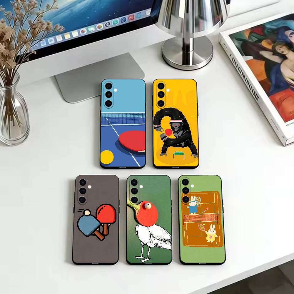 Table Tennis Quotes - ใหม่การ์ตูนปิงปองเคสโทรศัพท์สำหรับซัมซุงกาแล็กซี่ A73,A72,A71,A70,A53,A52,A51,ซิลิโคนนุ่มสีดำ
